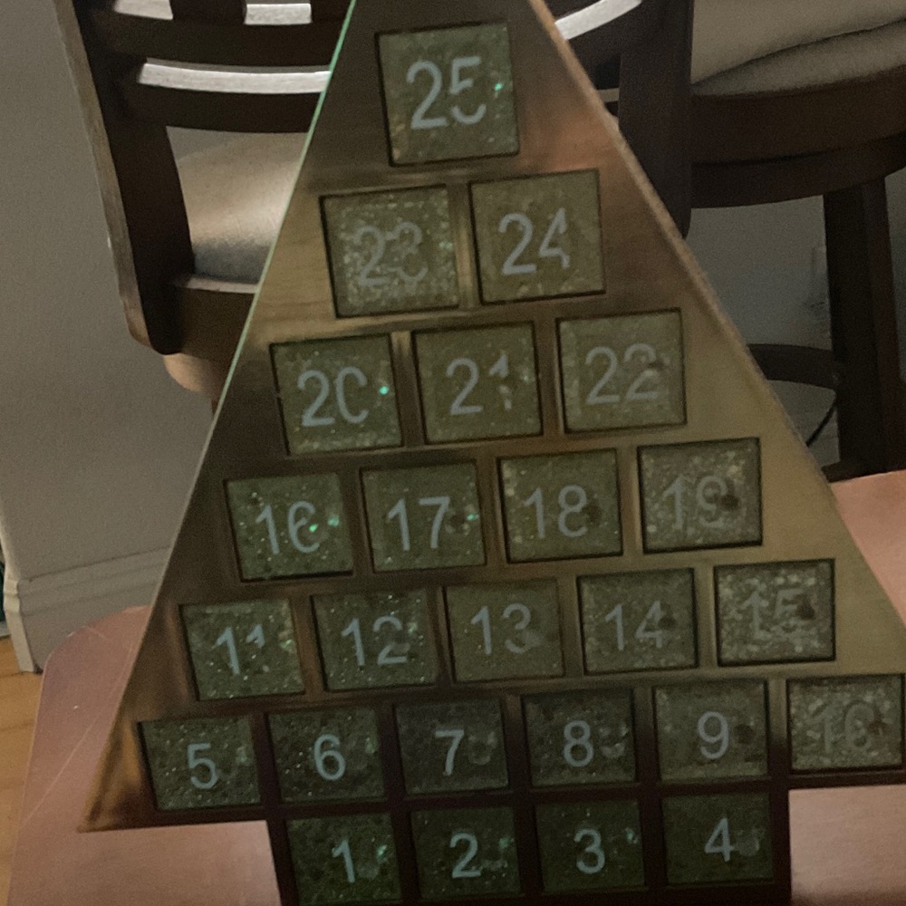 Wooden Advent Calendar with Numbered Drawers